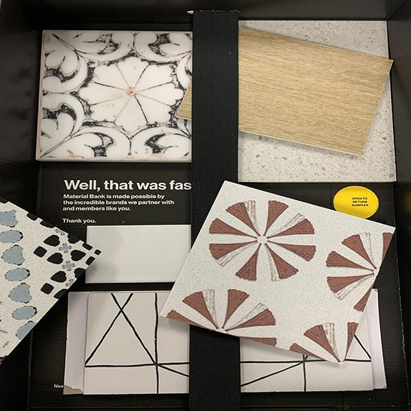 tile samples from a home remodel in silicon valley